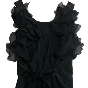 Juicy Couture designer silk sleeveless ruffle dress size 6 little black dress